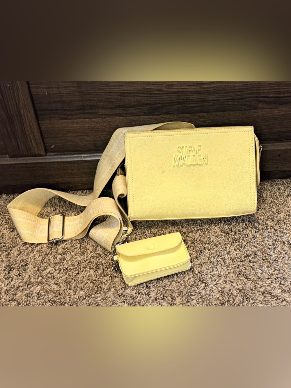 Steve Madden Yellow Crossbody Bag with Detachable Coin Pouch
